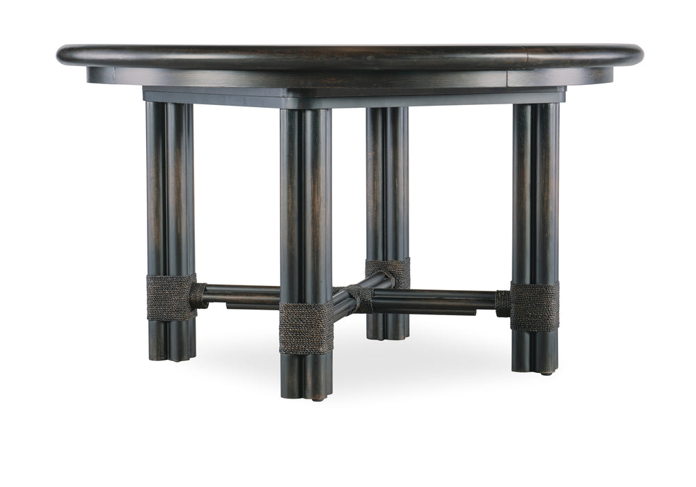 Retreat Pole Rattan Round Dining Table with 1-20in Leaf - Black Sand