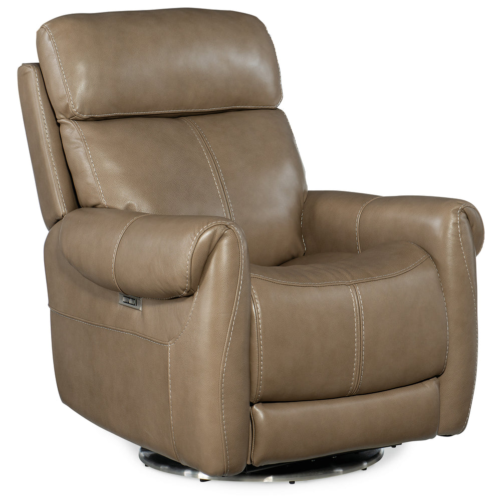 Sterling Swivel Power Recliner with Power Headrest - Pesaro Clay