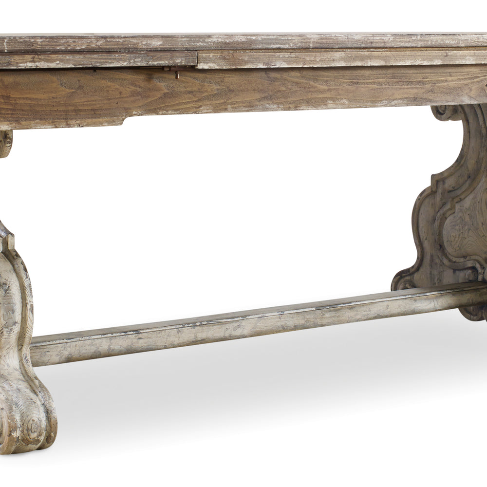 Chatelet Refectory Rectangle Trestle Dining Table with Two 22'' Leaves.