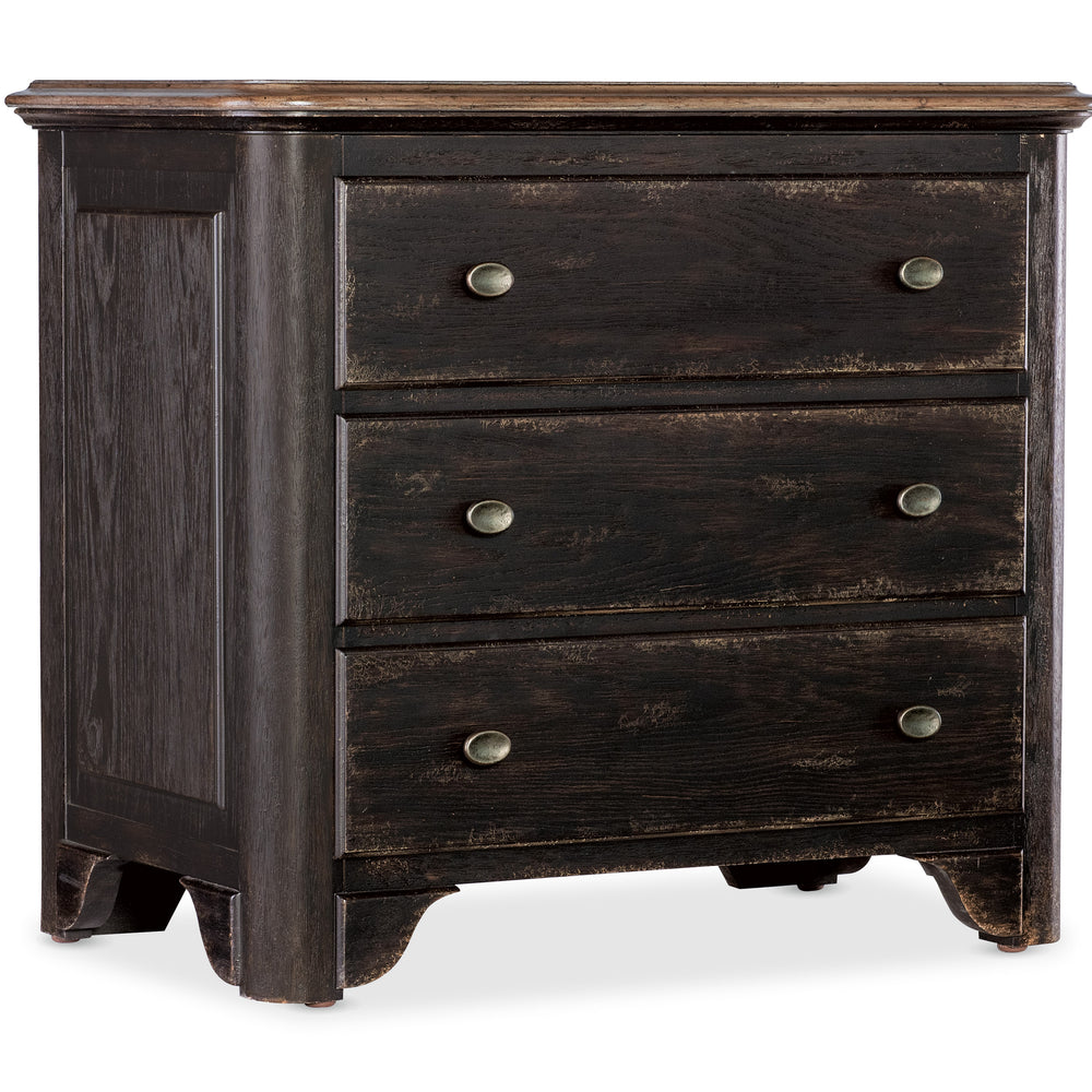 Americana Three-Drawer Nightstand Two-tone - Black