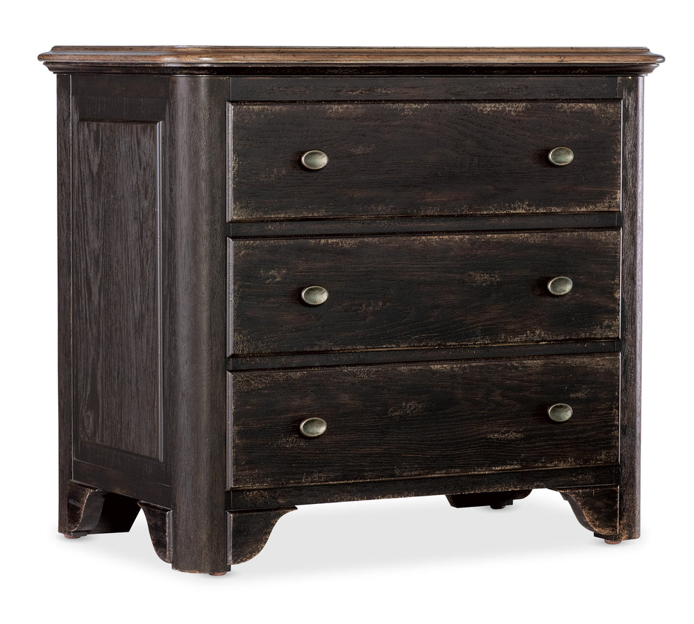 Americana Three-Drawer Nightstand Two-tone - Black