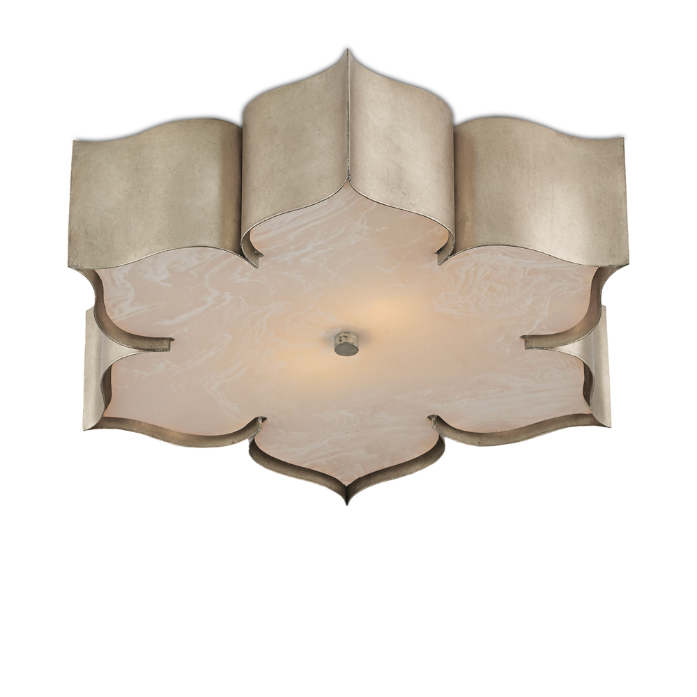 Grand Lotus Silver Flush Mount