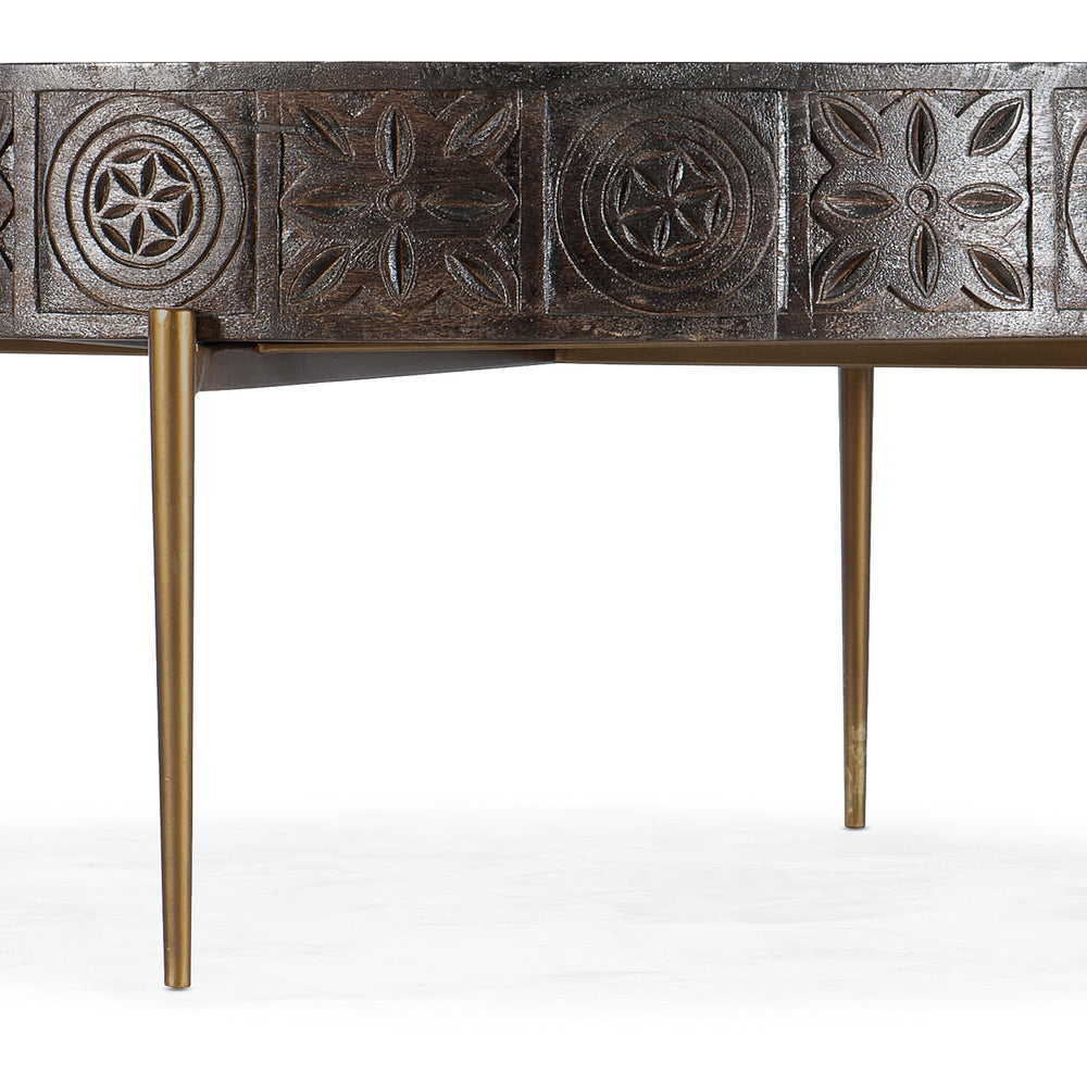 Commerce & Market Carved Round Cocktail Table