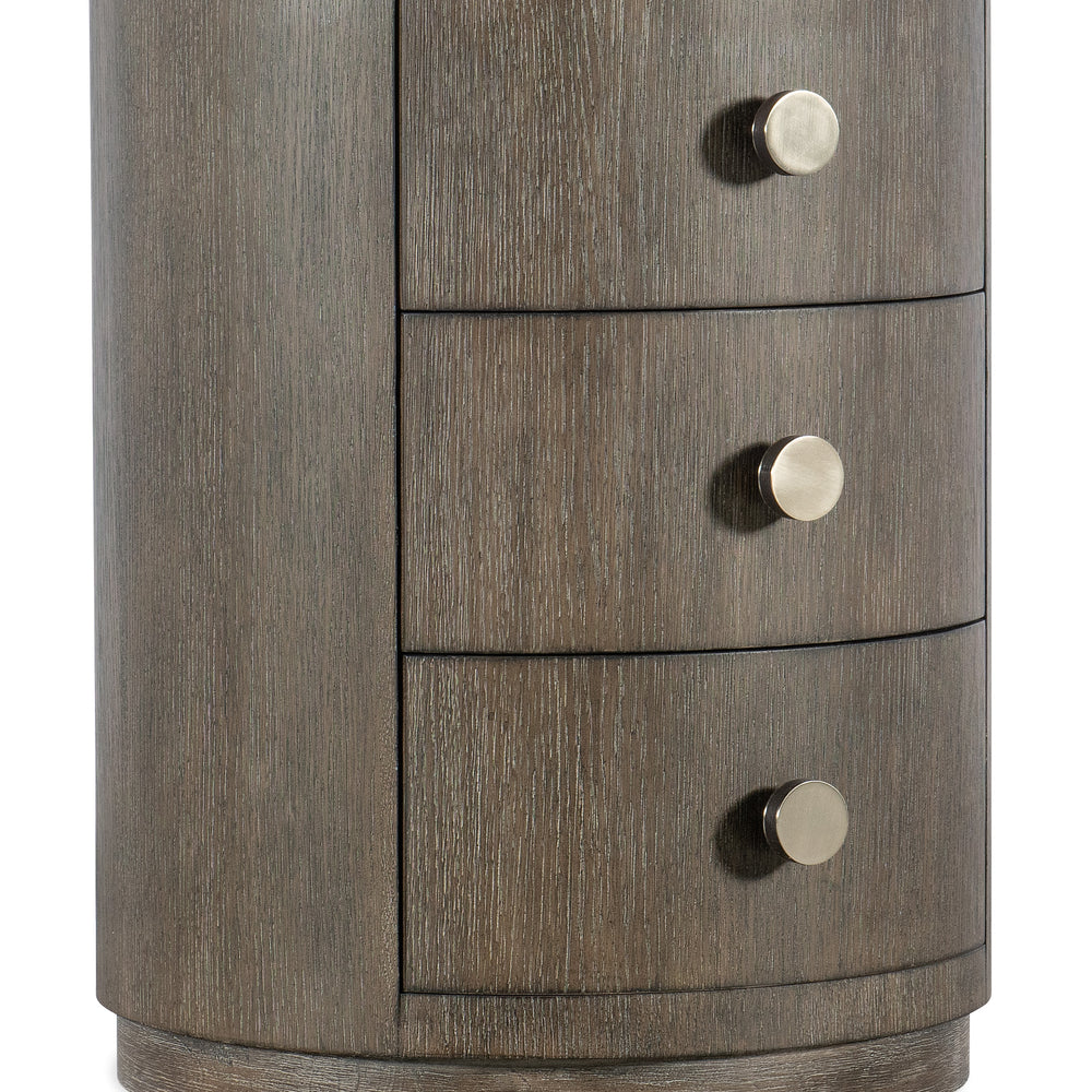 Modern Mood Round Nightstand - Mink Finish.