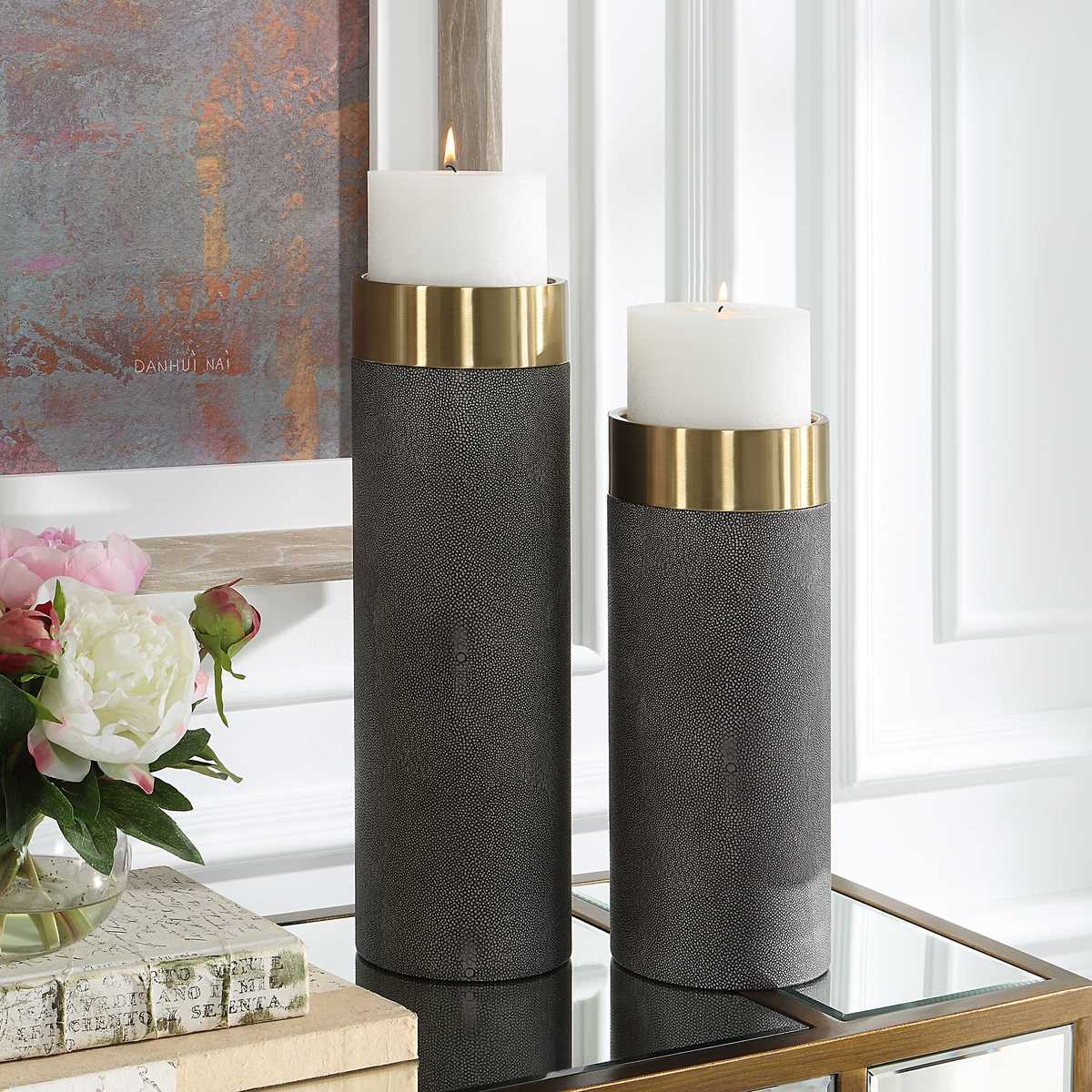 Wessex Grey Candleholders - Set of 2