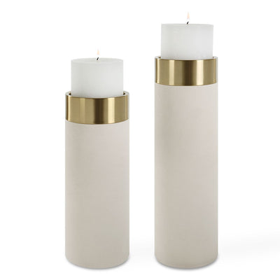 Wessex White Candleholders - Set of 2