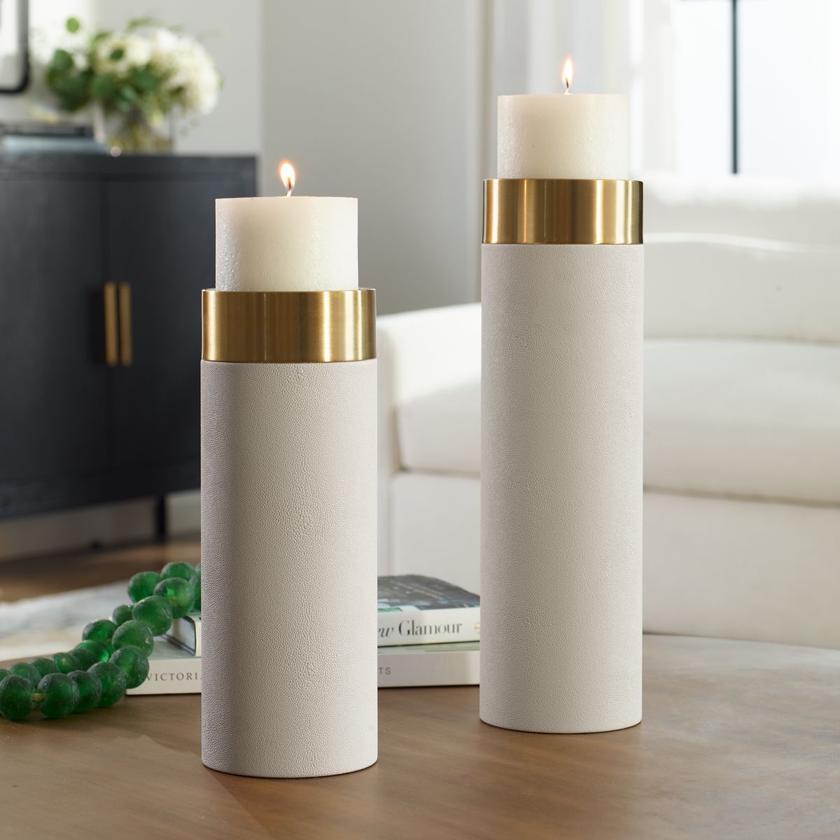 Wessex White Candleholders - Set of 2