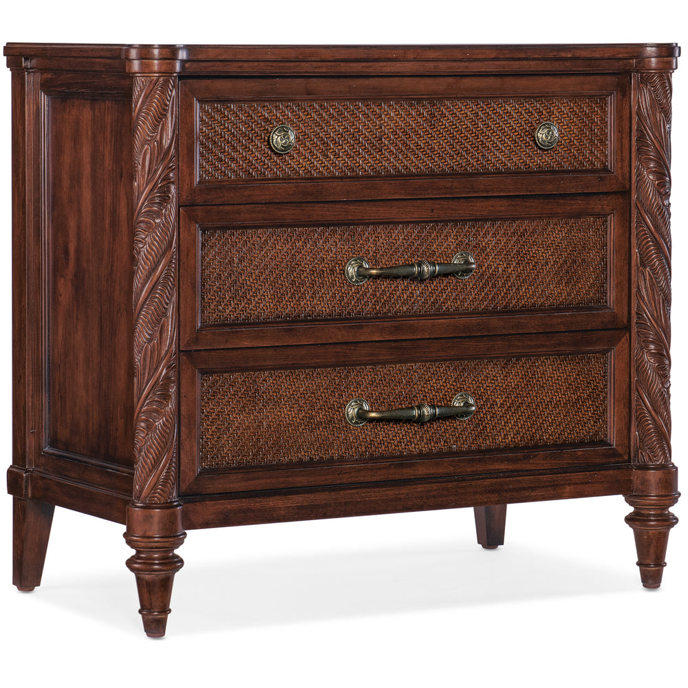 Charleston Three-Drawer Bedroom Nightstand - Maraschino Cherry.