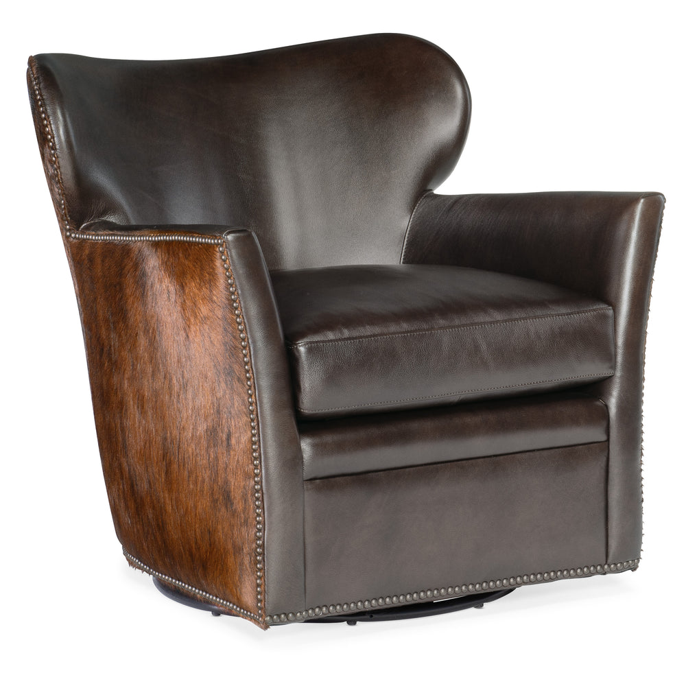 Kato Leather Swivel Chair with Dark HOH