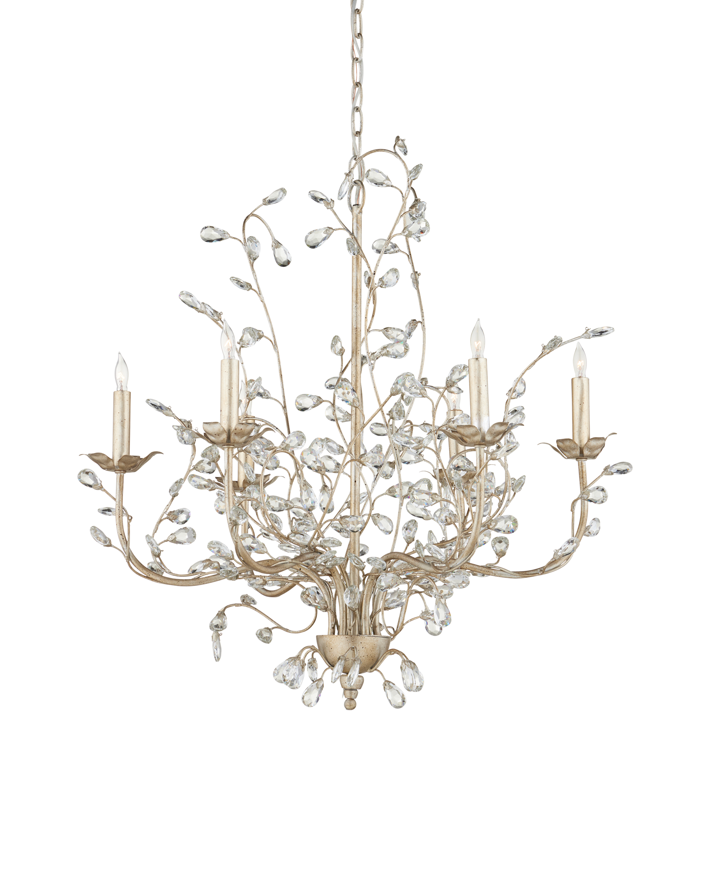 Crystal Bud Medium Silver Chandelier - Thumbnail 3