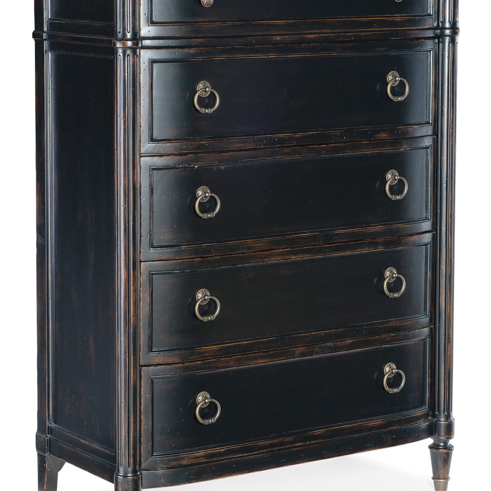 Charleston Five-Drawer Chest - Black Cherry.