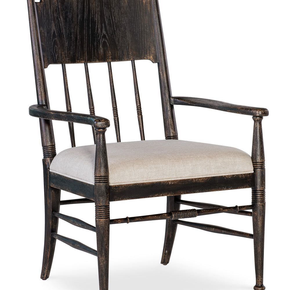 Americana Upholstered Seat Arm Chair - Black
