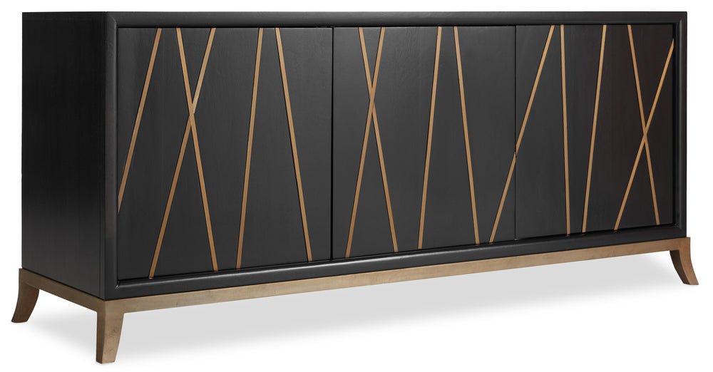 Entertainment Console 64in - Black with Gold Base