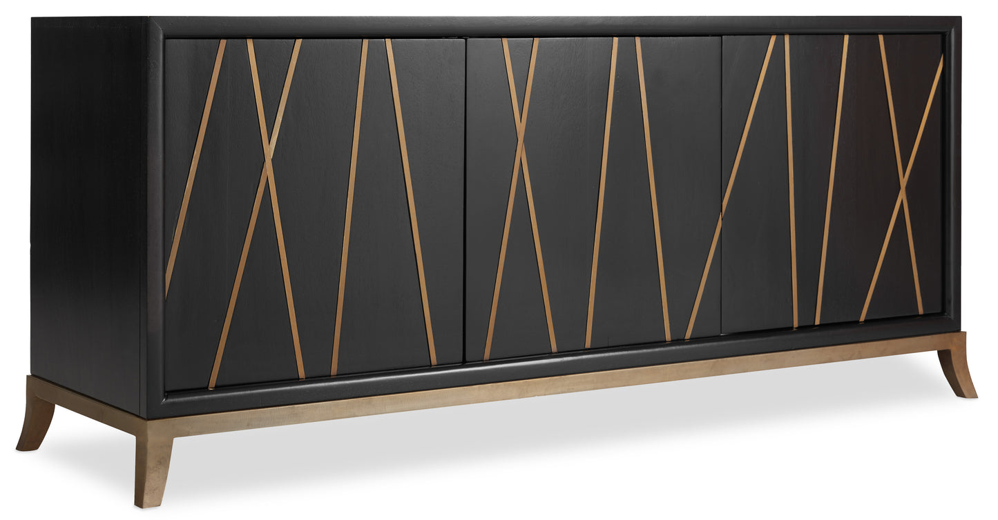 Entertainment Console 64in - Black with Gold Base