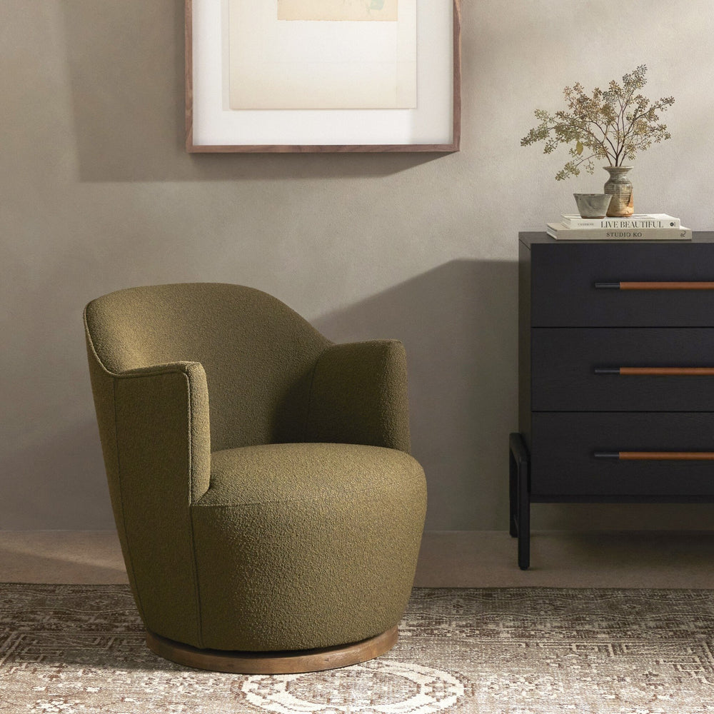 Aurora Swivel Chair - FIQA Boucle Olive - #shop_name Chairs