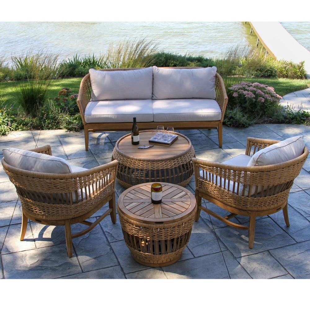 
                      
                        Bohemian Teak & Wicker Sofa - #shop_name Outdoor Sofa
                      
                    