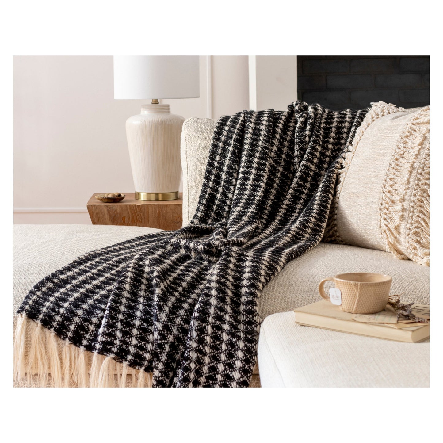 Boris Black and Off-White Traditional Throw - #shop_name Throws