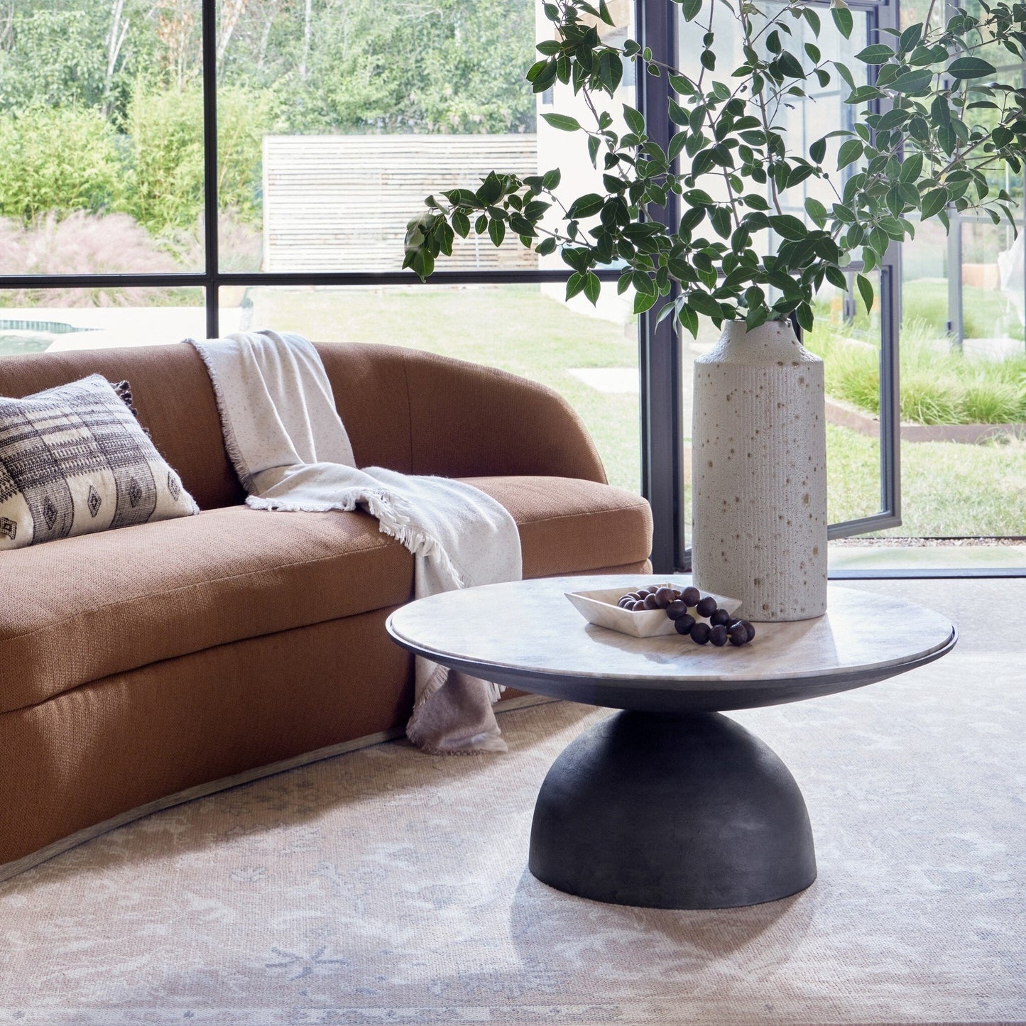 Corbett Coffee Table - Creamy Taupe Marble - #shop_name Coffee Tables