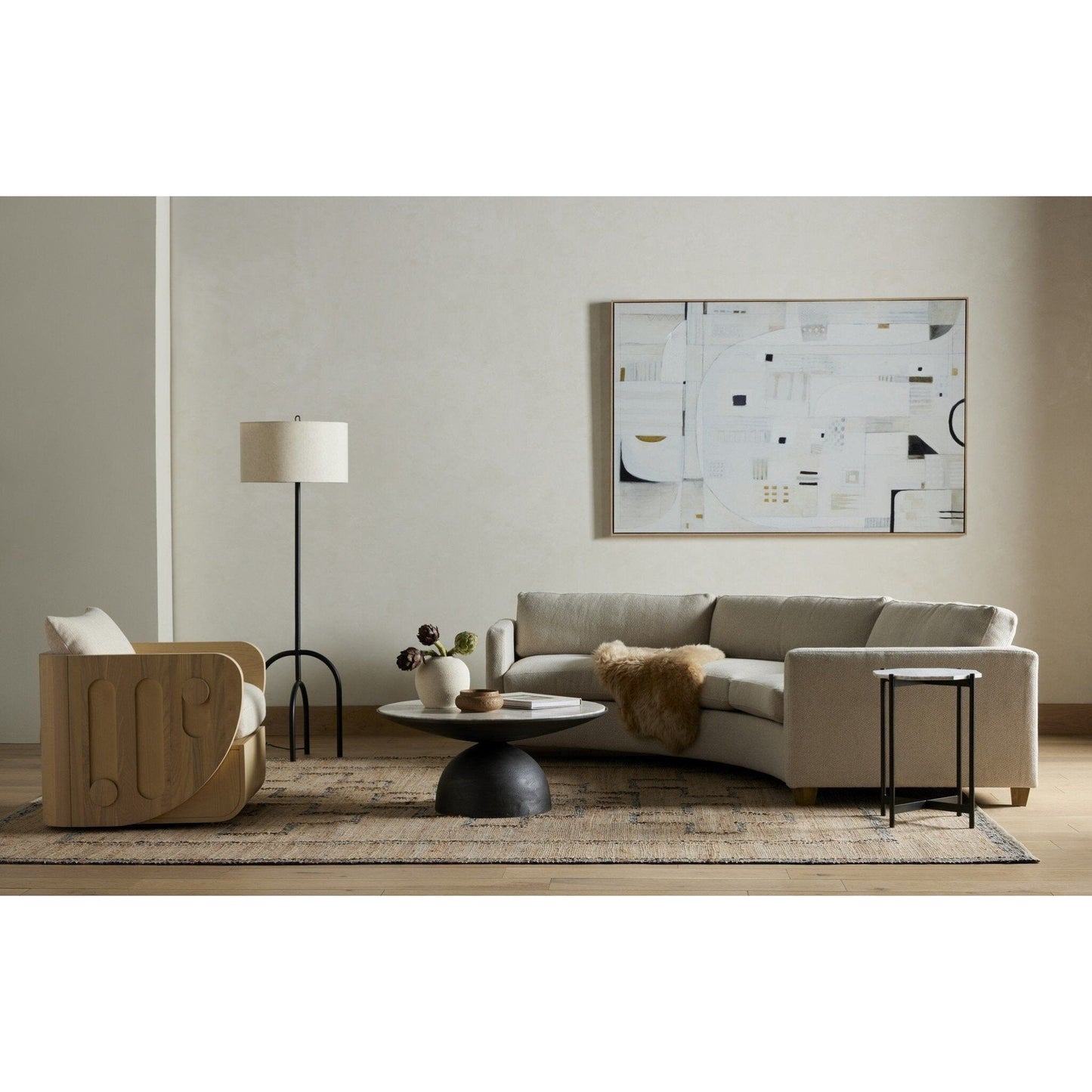 Corbett Coffee Table - Creamy Taupe Marble - #shop_name Coffee Tables