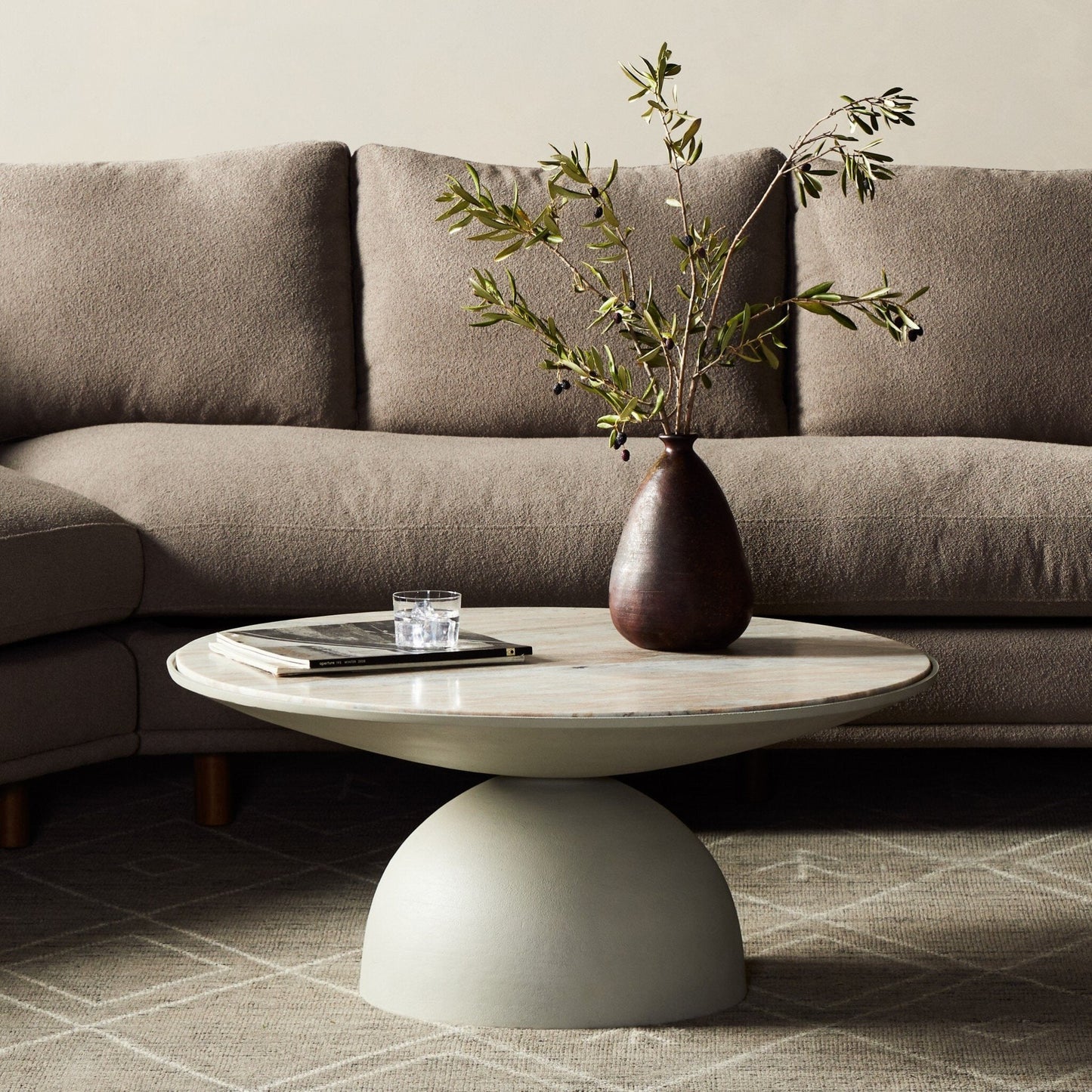 Corbett Coffee Table - Creamy Taupe Marble - #shop_name Coffee Tables