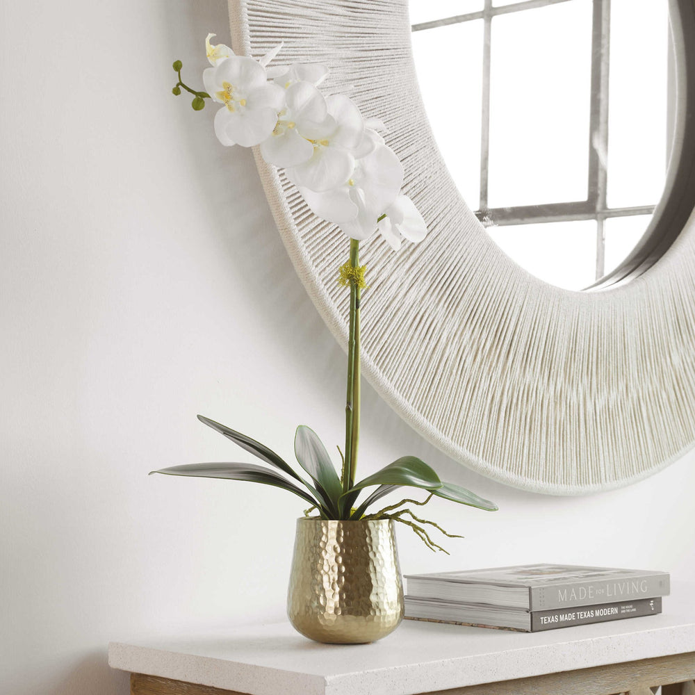 
                
                    Load image into Gallery viewer, Forever Fresh Orchid in Hammered Brass Vase - #shop_name Accessory
                
            