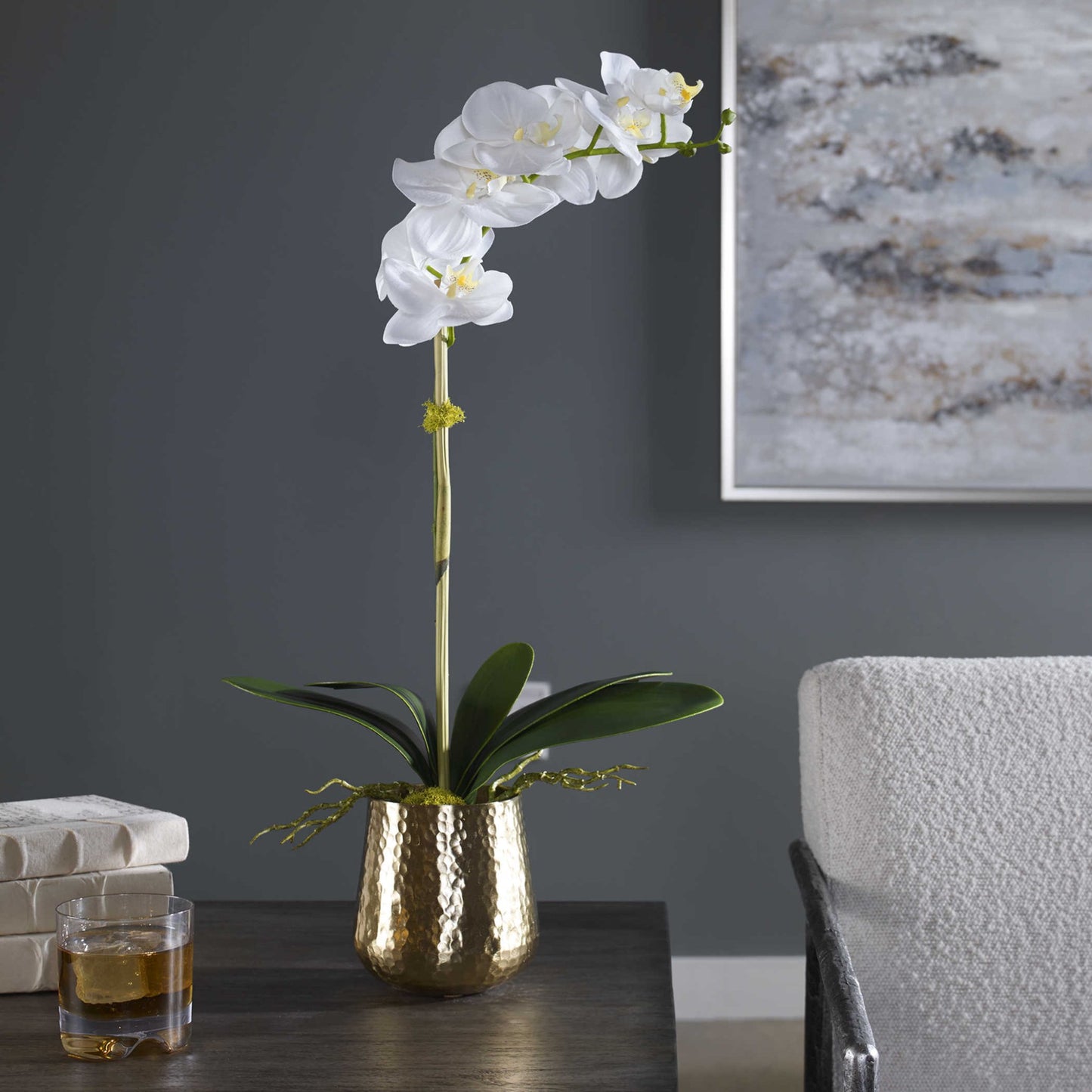 Forever Fresh Orchid in Hammered Brass Vase - #shop_name Accessory