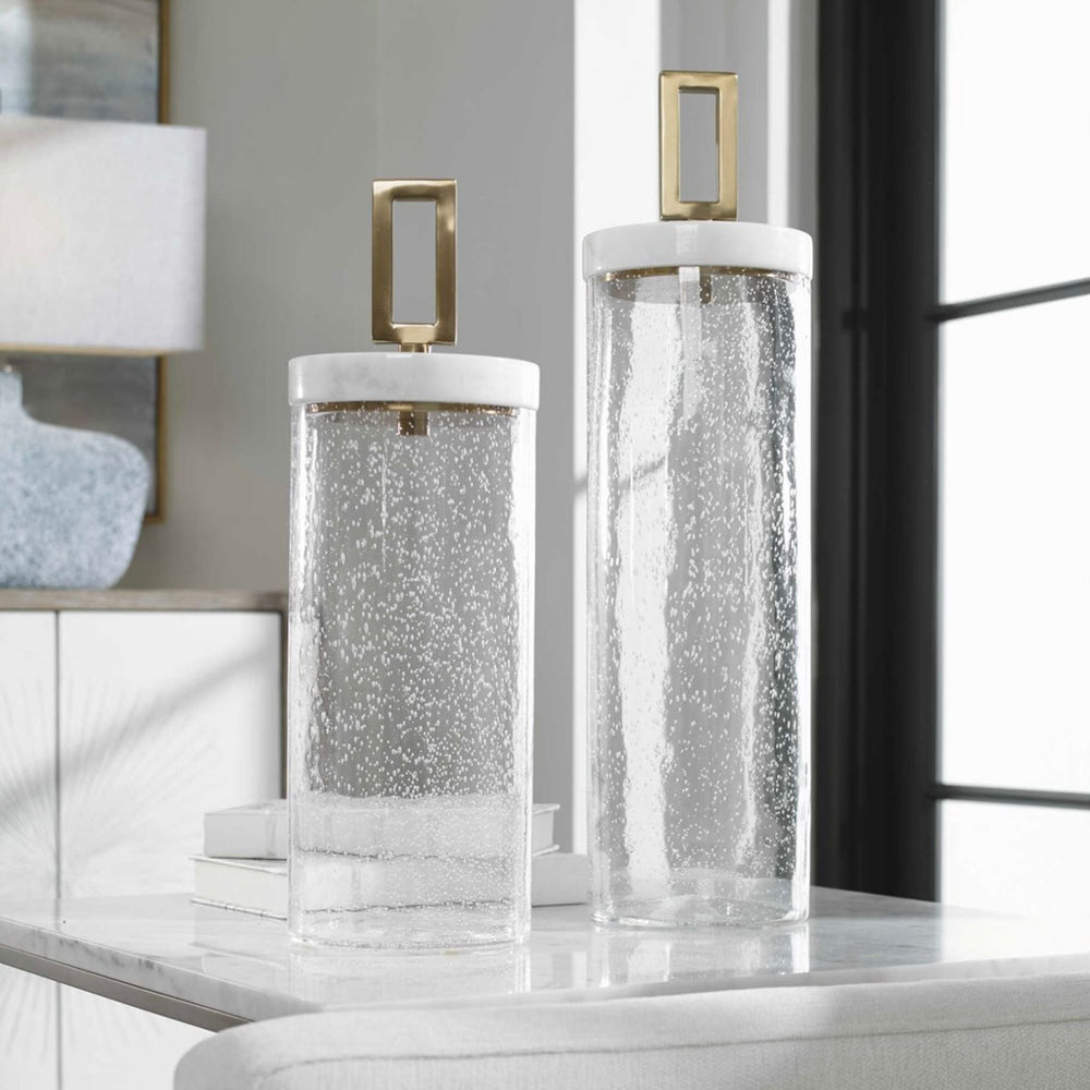 Hayworth Seeded Glass Containers, Set of Two - #shop_name Accessory