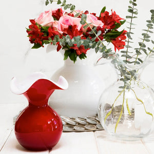 Hibiscus Glass White Large Fluted Vase - #shop_name Accessory