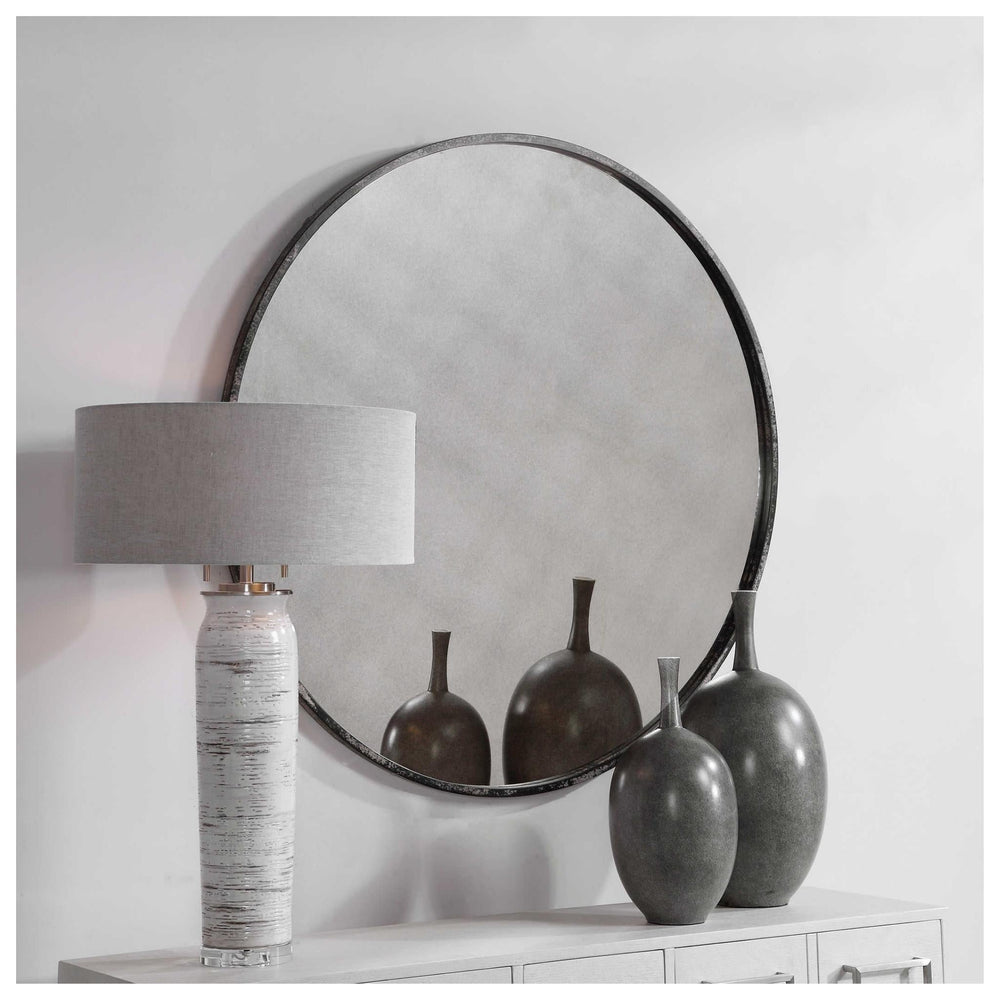 
                      
                        Junius Antique White Round Mirror - #shop_name Mirrors
                      
                    
