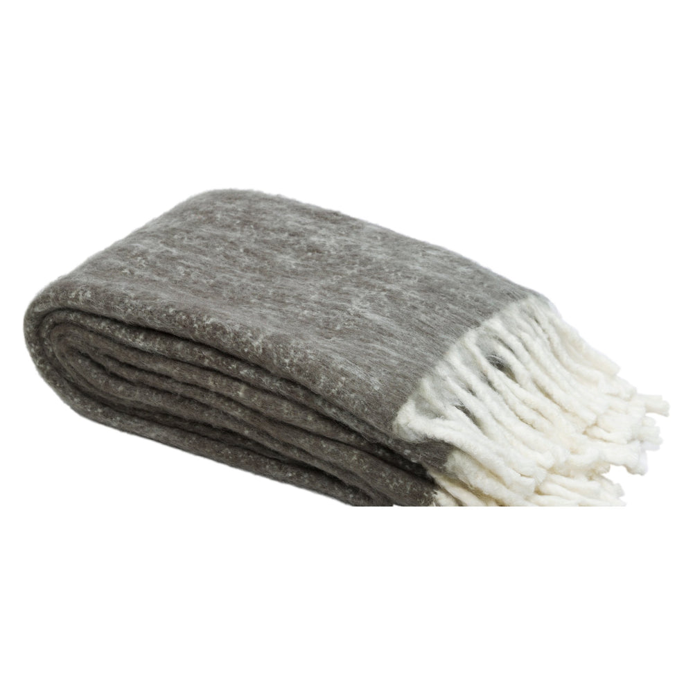 Kilkenny Charcoal and Cream Fringe Throw Blanket - #shop_name Throws