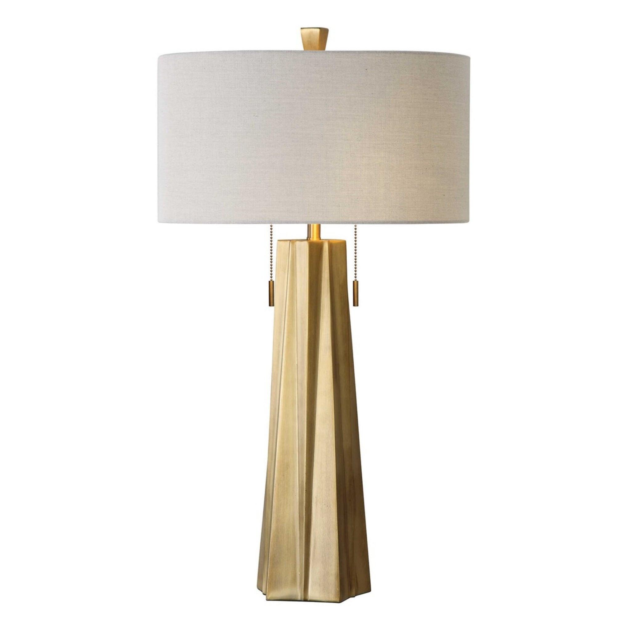 Maris Plated Antiqued Brass Metal Table Lamp