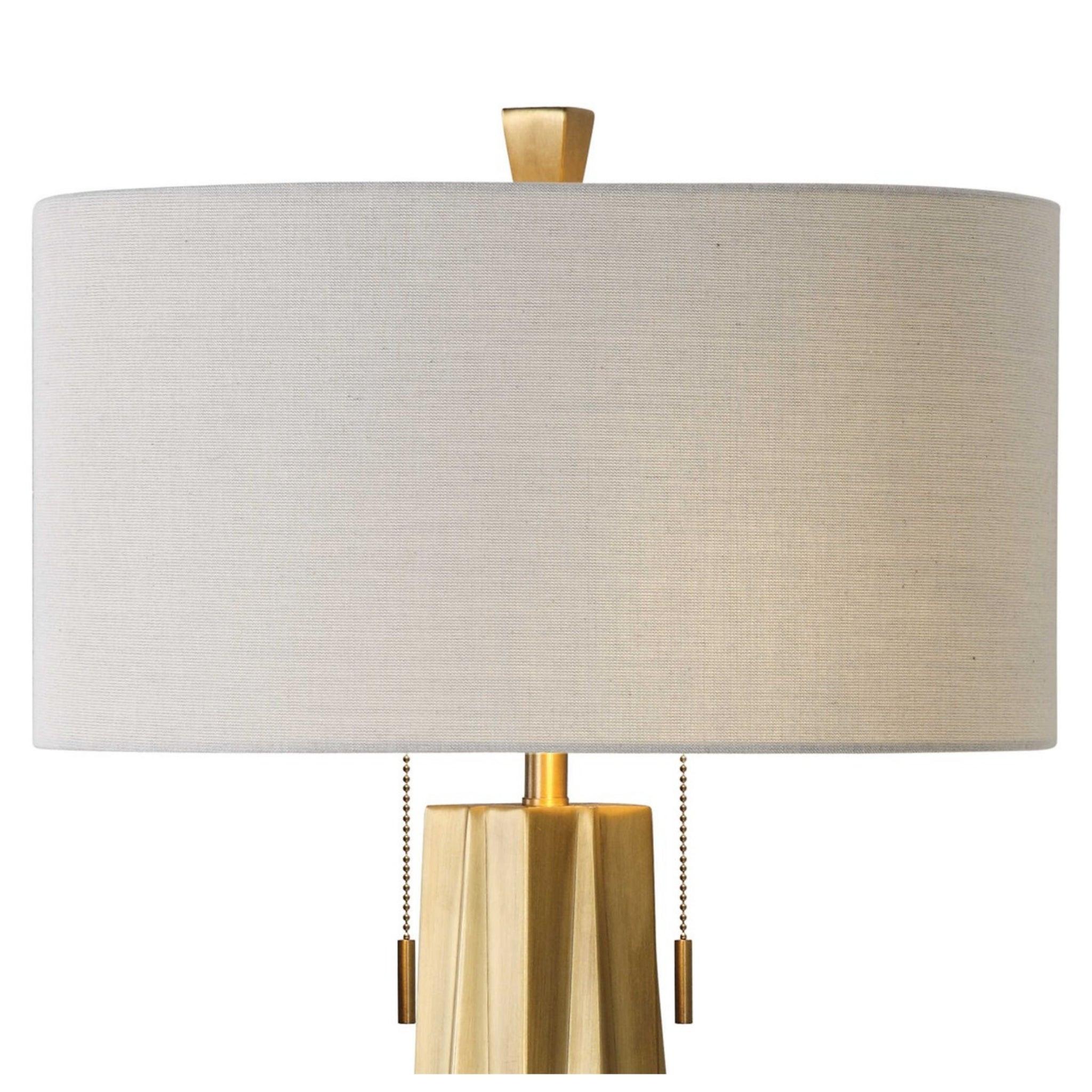 Maris Plated Antiqued Brass Metal Table Lamp - Thumbnail 3
