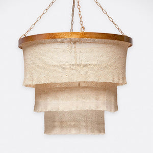 Patricia Round Chandelier, Natural Coco Beads Gold Metal - #shop_name Lighting
