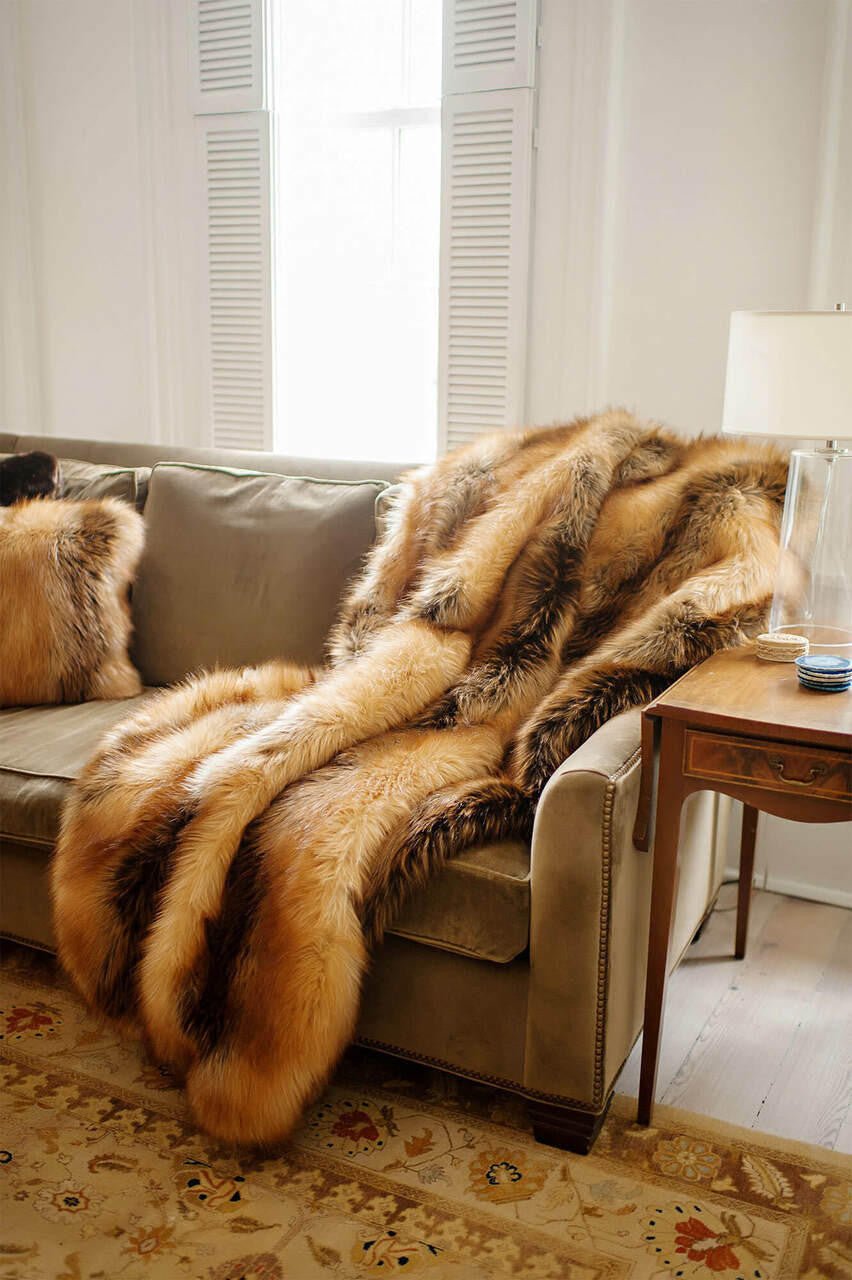 Red Fox Faux Fur Throws - #shop_name Throws