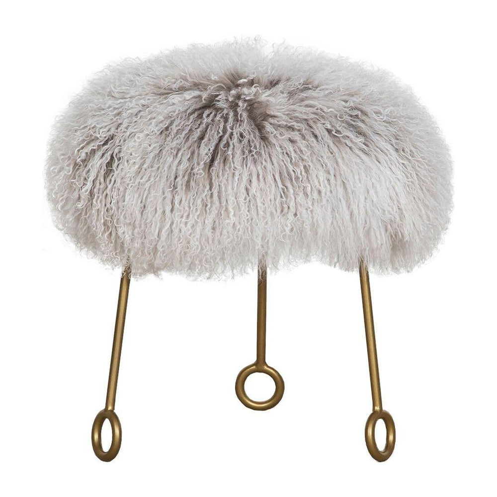 Round Furry Ottoman (Ivory) - #shop_name Ottoman
