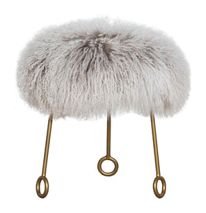 
                
                    Load image into Gallery viewer, Round Furry Ottoman (Ivory) - #shop_name Ottoman
                
            