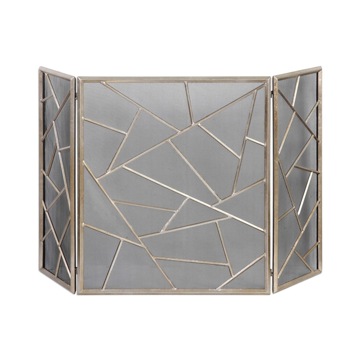 Silver Leaf Finish Armino Fireplace Screen - #shop_name Fireplace Screens