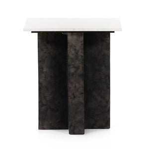 Terrell End Table - Polished White Marble - #shop_name Side & End Tables