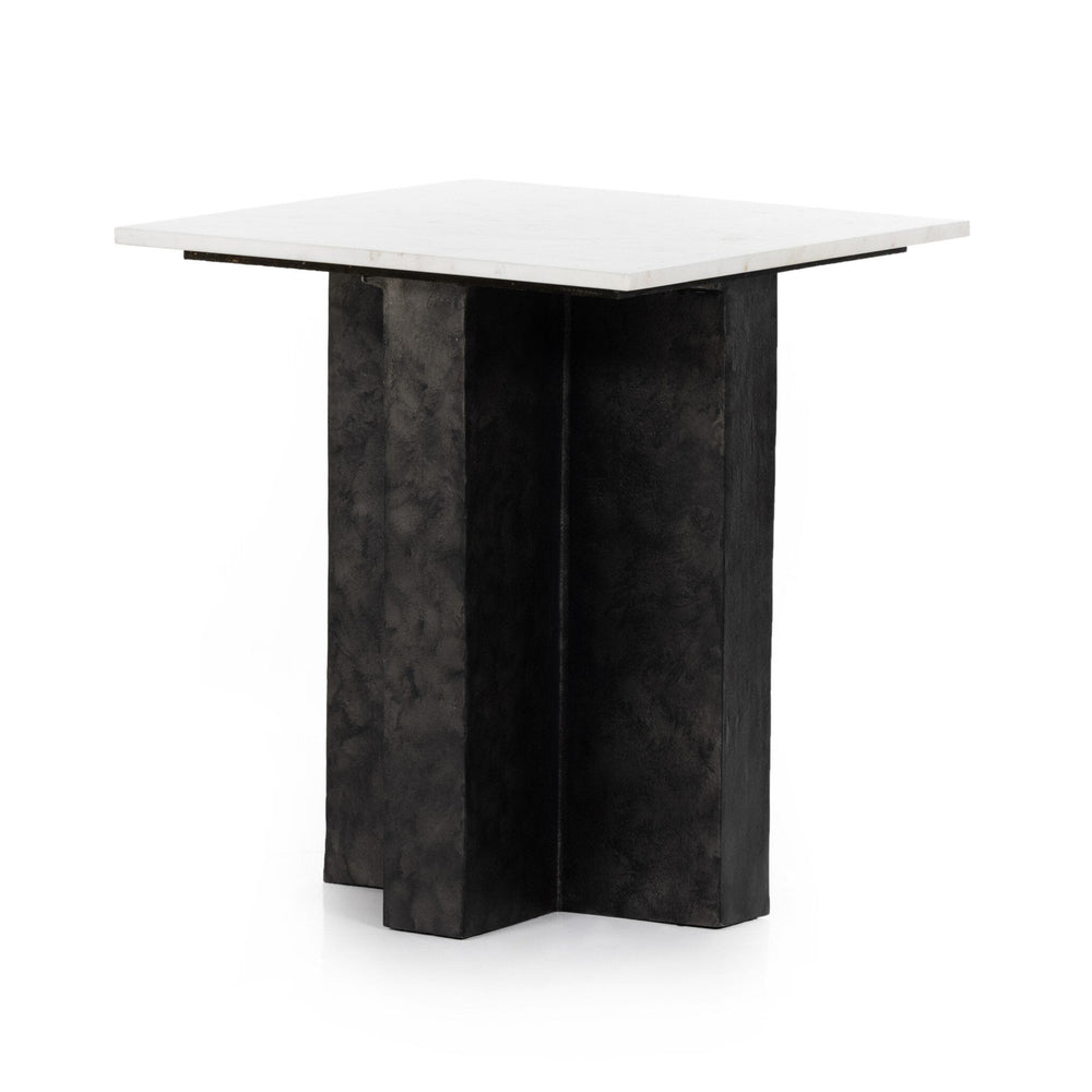 Terrell End Table - Polished White Marble - #shop_name Side & End Tables