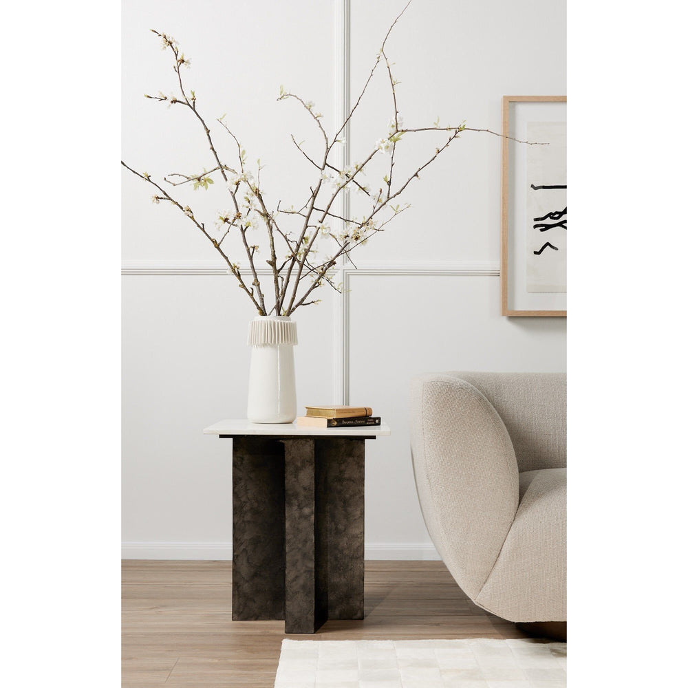 Terrell End Table - Polished White Marble - #shop_name Side & End Tables