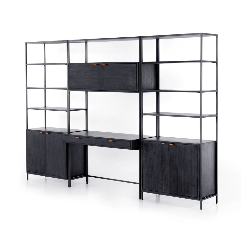 Trey Modular Wall Desk W/ 2 Bookcases - Black Wash Poplar - #shop_name Desks