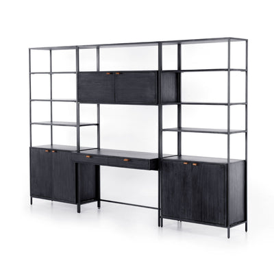 Trey Modular Wall Desk W/ 2 Bookcases - Black Wash Poplar