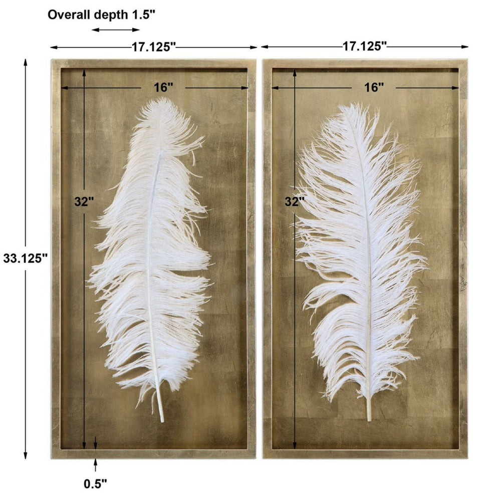 
                      
                        White Feathers Gold Shadow Box, Set of Two - #shop_name Art
                      
                    